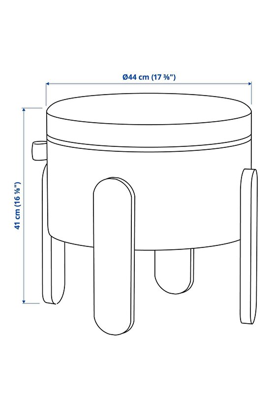Förlunda Vissle Bej Minder, Saklama Gözlü Puf, Çap: 44 cm Yükseklik: 41 cm