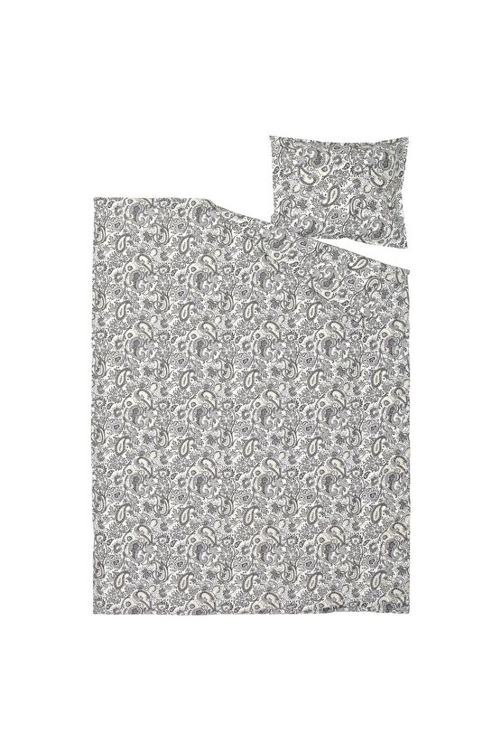 Rodgersıa tek kişilik nevresim seti gri-beyaz 150X200, 50X60