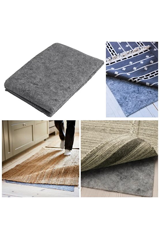STOPP FILT Gri Halı Kilim Yolluk Kaydırmazı Kalın Dokulu Kaydırmaz Keçe Ped 90x140 Cm