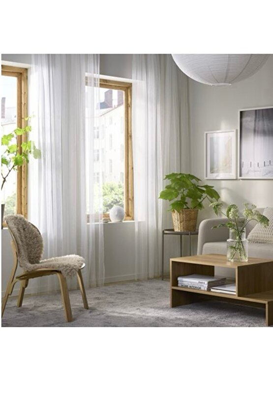 Lıll tül perde2 kanat, beyaz 280x300 şeffaf kumaş polyester