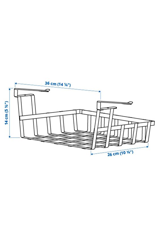 Asılabilir Dolap Düzenleyici 36x26x14 Cm İkea Dolap Askısı Metal Sepet Beyaz