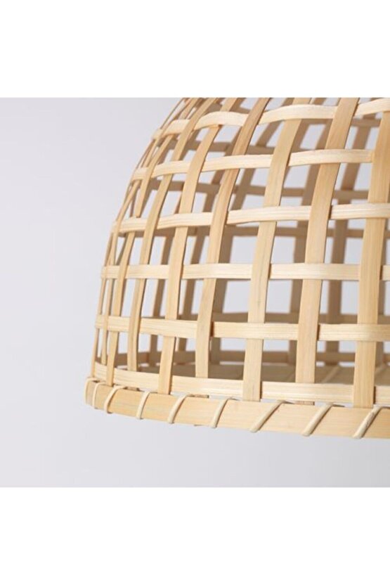 Bambu Sarkıt Lamba Abajur Başlığı, Bambu 36x25 Cm Modern Lamba