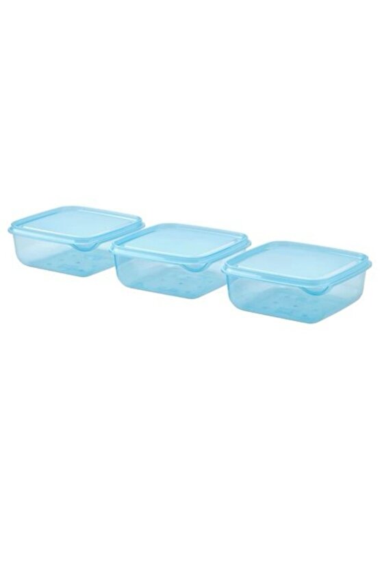 Pruta plastik saklama kabı seti mavi 0,6lt, 3 parça