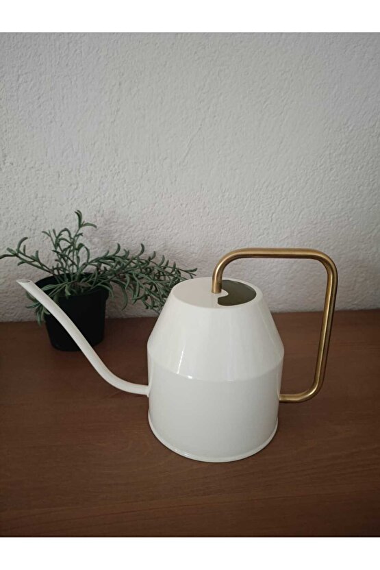 Çiçek Bitki Sulama Kabı, Krem - Altın Rengi, 0,9 Lt