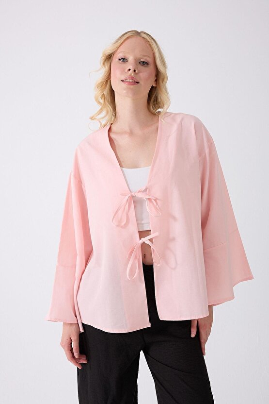 Kadın Sarı Çift Bağlama Kimono