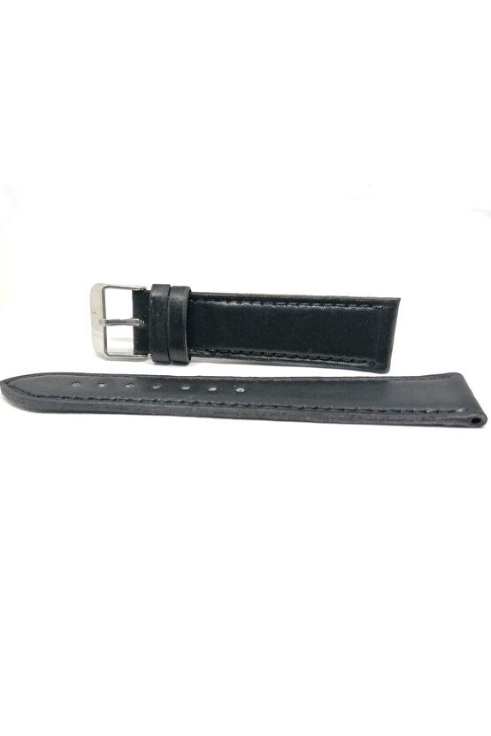 HAKİKİ DERİ  SİYAH  DÜZ  20 MM   SAAT KORDONU
