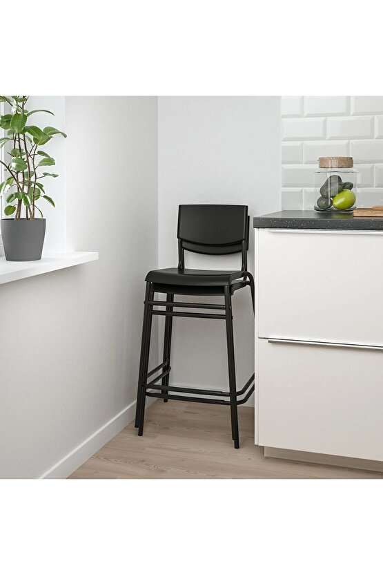 AKDENİZ STIG siyah 63 cm modern bar sandalyesi