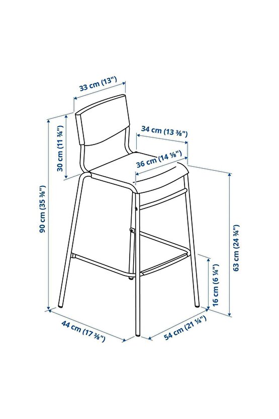 AKDENİZ STIG siyah 63 cm modern bar sandalyesi