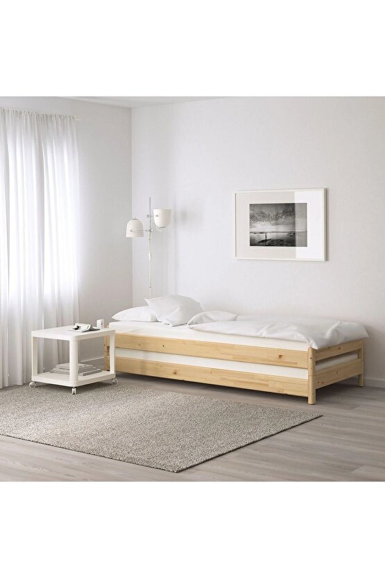 HEMNES DİVANA UYUMLU AFJALL beyaz 80x200 cm tek kişilik yatak