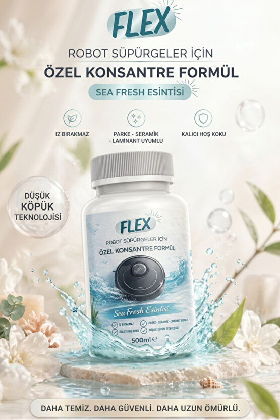2li Robot Süpürge Deterjanı Sea Fresh + Kar Çiçeği 500 Ml