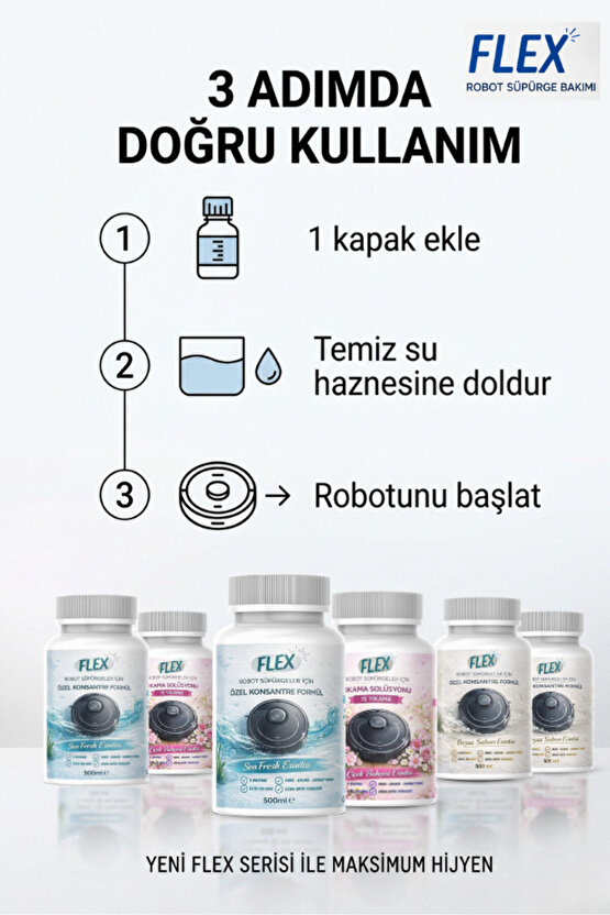 2li Robot Süpürge Deterjanı Sea Fresh + Kar Çiçeği 500 Ml
