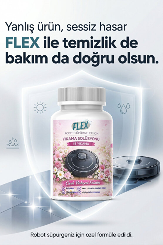 Robot Süpürge Yüzey Temizleme Solüsyonu - Moplu Robotlar İle Uyumlu - Düşük Köpük - İz Bırakmaz - Kar Çiçeği 3x500 Ml