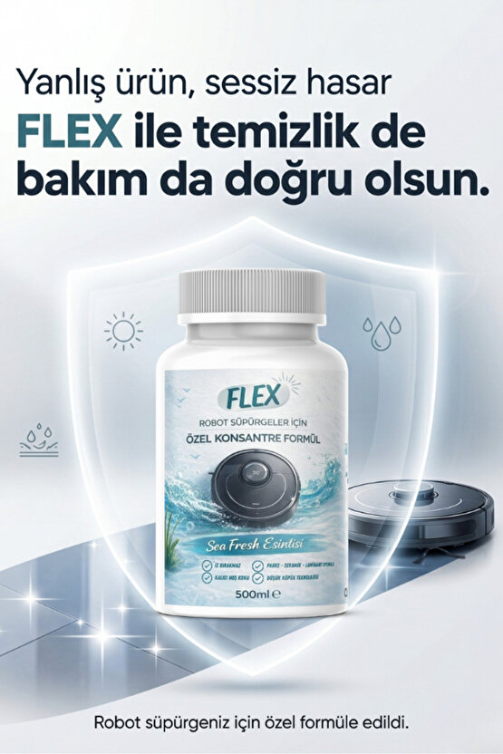 Robot Süpürge Yüzey Temizleme Solüsyonu - Düşük Köpük - İz Bırakmaz - Sea Fresh 3x500 mL