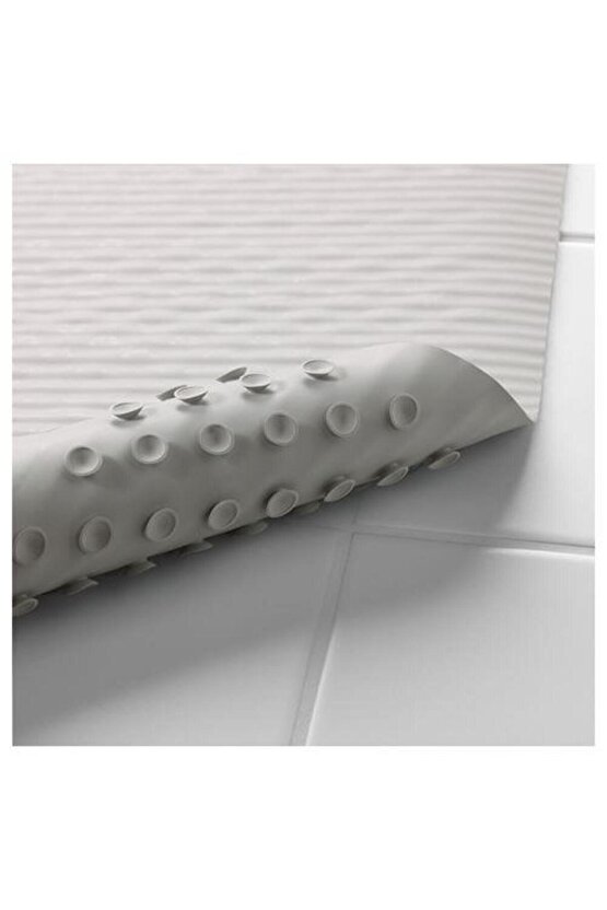 Vantuzlu Banyo Ayak Kaydırmaz Matı 33x84 cm Gri Renk Küvet-Duş İçi Kauçuk