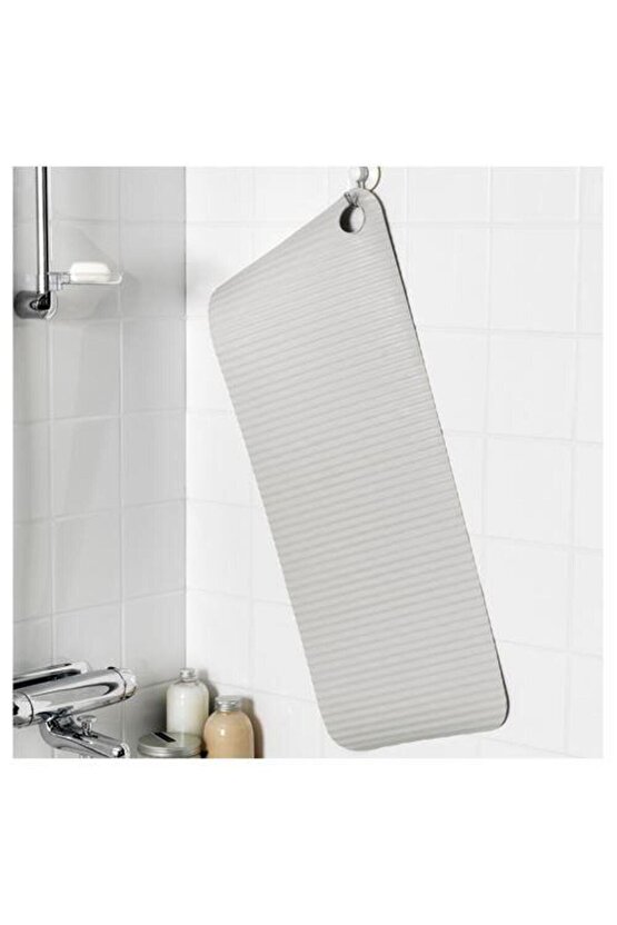 Vantuzlu Banyo Ayak Kaydırmaz Matı 33x84 cm Gri Renk Küvet-Duş İçi Kauçuk