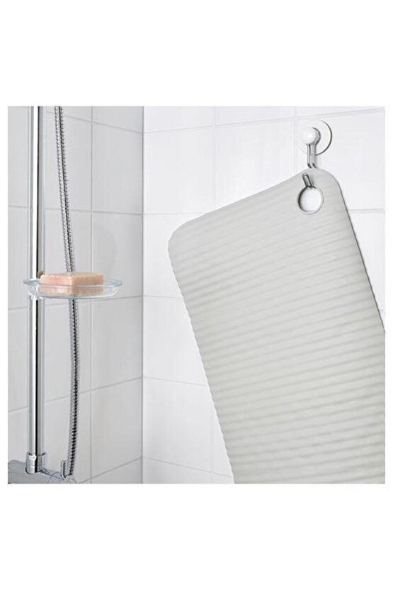 Vantuzlu Banyo Ayak Kaydırmaz Matı 33x84 cm Gri Renk Küvet-Duş İçi Kauçuk