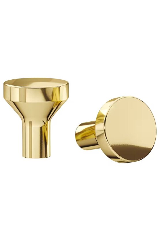 BAGGANAS 21 mm 2 Adet Gold Altın Pirinç Topuz Kulp Dolap Gardırop Çekmece Kapak Kulbu Kulpu