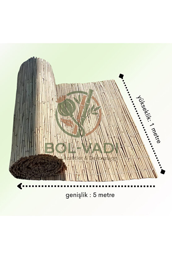 1 Metre Yükseklik X 5 Metre Genişlik Bambu Kamış Hasır Çit Dekoratif Bahçe Balkon ve Duvar Çiti .