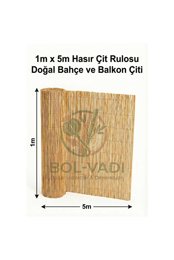 1 Metre Yükseklik X 5 Metre Genişlik Bambu Kamış Hasır Çit Dekoratif Bahçe Balkon ve Duvar Çiti .