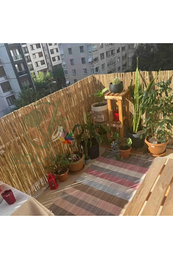 1 Metre Yükseklik X 5 Metre Genişlik Bambu Kamış Hasır Çit Dekoratif Bahçe Balkon ve Duvar Çiti .