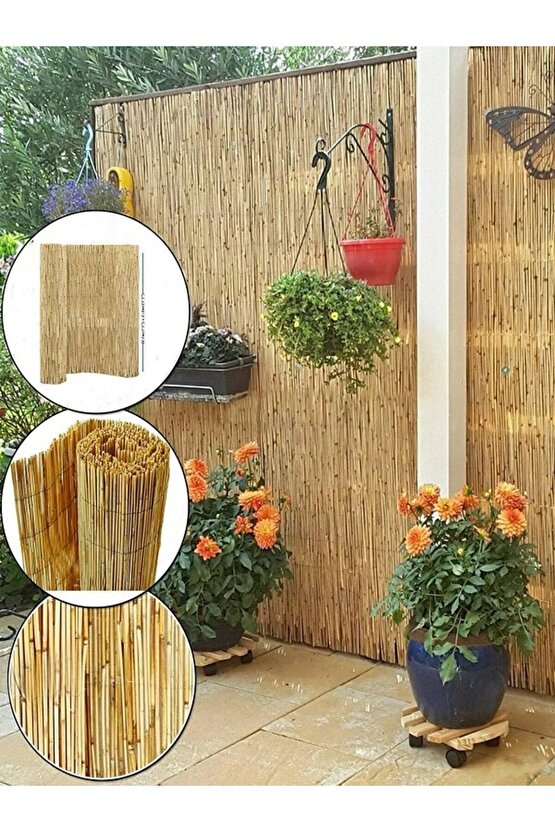 Bambu Çit Kamış Çit Hasır Çit 2,5x5 Metre Eni 2,5 Metre Uzunluk 5 Metre Bahçe Çiti Rulo Çit