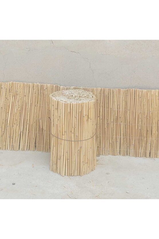 20cm x 2.5 Metre Bambu Kamış Hasır Çit, Misina İpli Doğal Dekorasyon, Balkon ve Bahçe Çiti