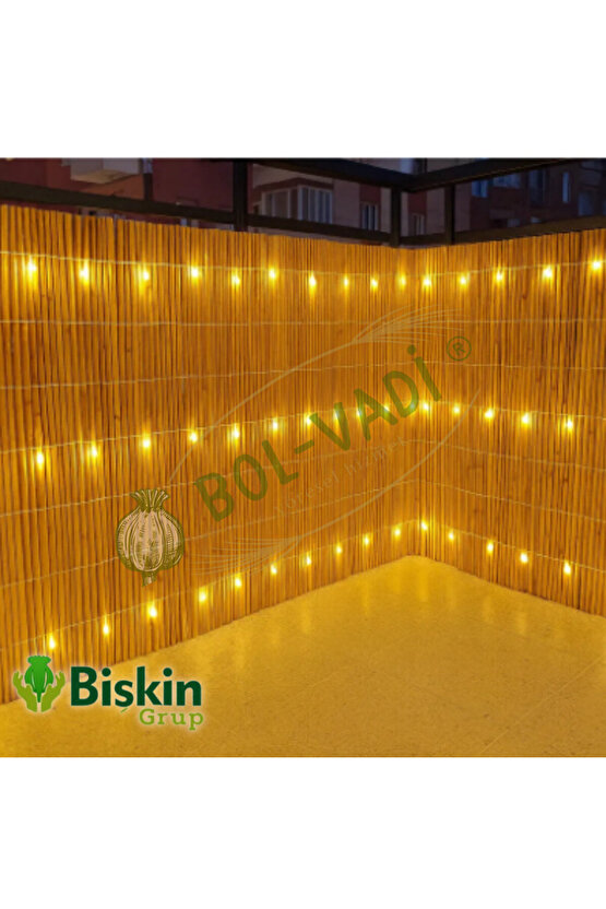 20cm x 2Metre Bambu Kamış hasır Çit, Misina İpli Doğal Dekorasyon, Balkon ve Bahçe Çiti