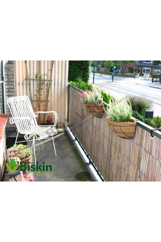60cm x 4m Doğal Bambu Kamış Hasır Çit | Bahçe ve Balkon Dekorasyonu, Misina İpli Gölgelik