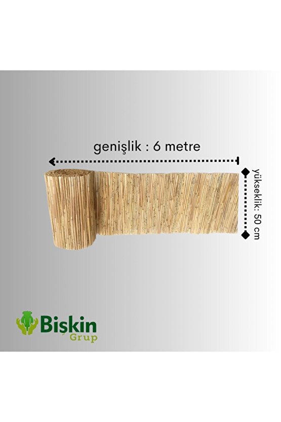 2Metre x 6Metre Eber Gölünden Bambu Kamış Hasır Çit, Gölgelik Bahçe ve Balkon Çiti Misina Örgü