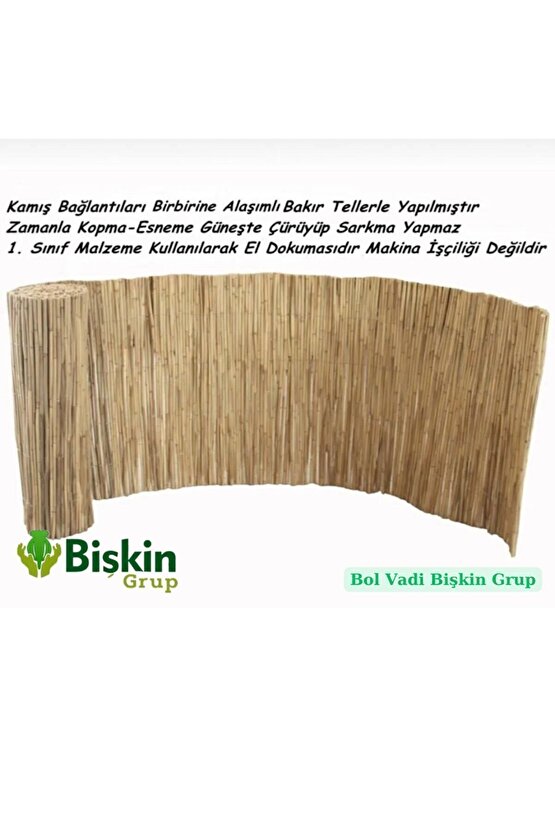 2m X 5m Bişkin Telli Doğal Bambu Kamış Çit,bahçe Çiti,balon Çiti,hasır Çit, Gölgelik