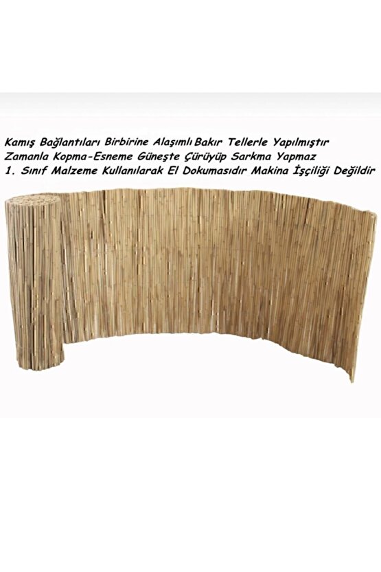 Kamış Çit Bambu Çit Hasır Doğal 1,00 X 5,00 Metre ( Misina İpi )