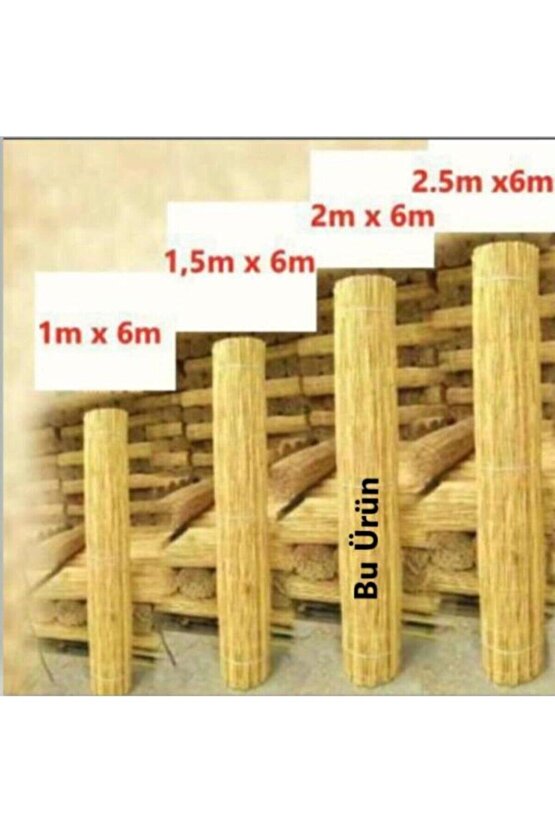 Kamış Hasır Çit 2 m x 6 m Bahçe Balkon Gizleme Çiti