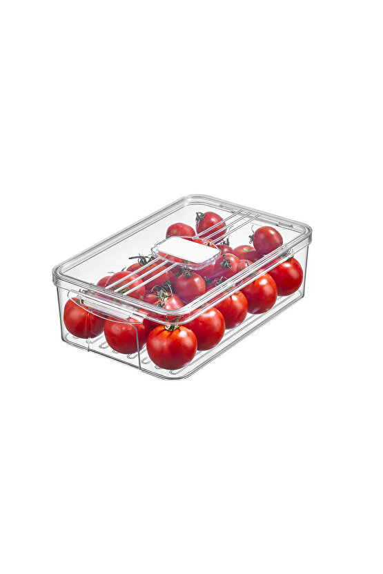 4x Adet Şeffaf Frostora 5 LT Saplı Buzdolabı Organizeri & Saklama Kabı & Düzenleyici