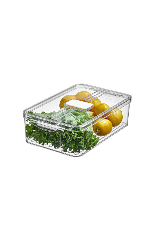 4x Adet Şeffaf Frostora 5 LT Saplı Buzdolabı Organizeri & Saklama Kabı & Düzenleyici
