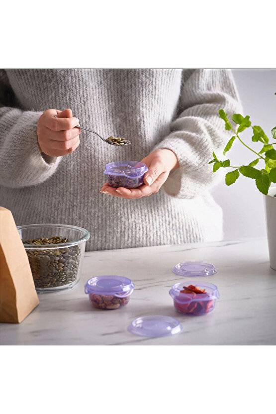 PRUTA plastik saklama kabı seti, lila, 70 ml, 3 parça