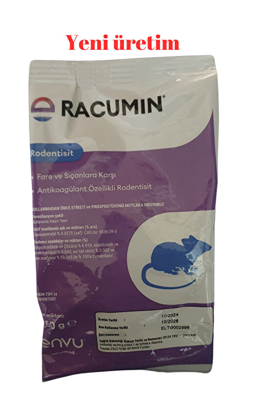 Yeni Üretim Envu Racumin Zehirli Fare Sıçan Buğdayı 250 gr