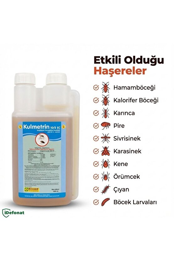 Kulmetrin 103 ec genel amaçlı haşere ilacı 1 litre (Kokulu)