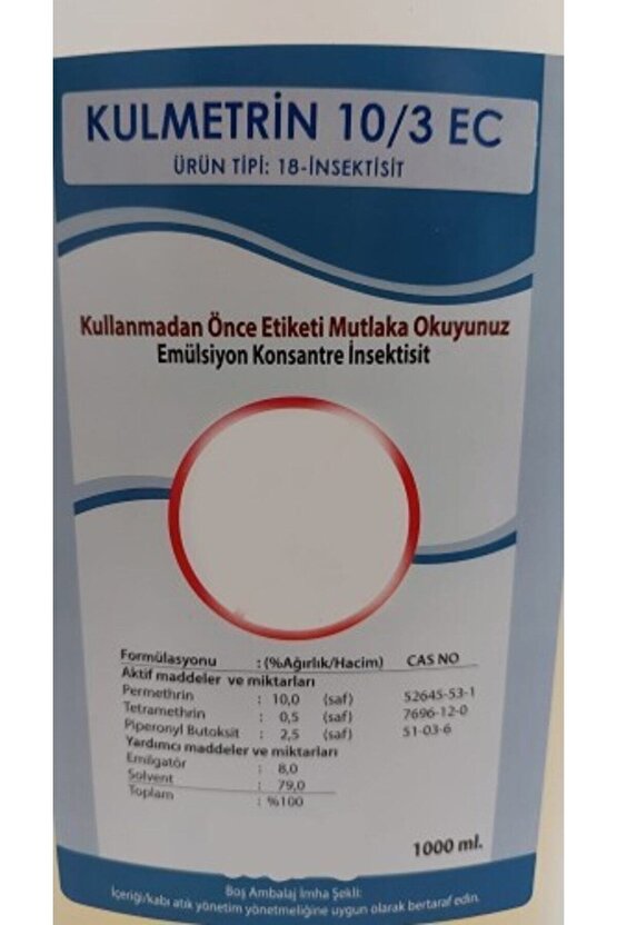 Kulmetrin 103 ec genel amaçlı haşere ilacı 1 litre (Kokulu)