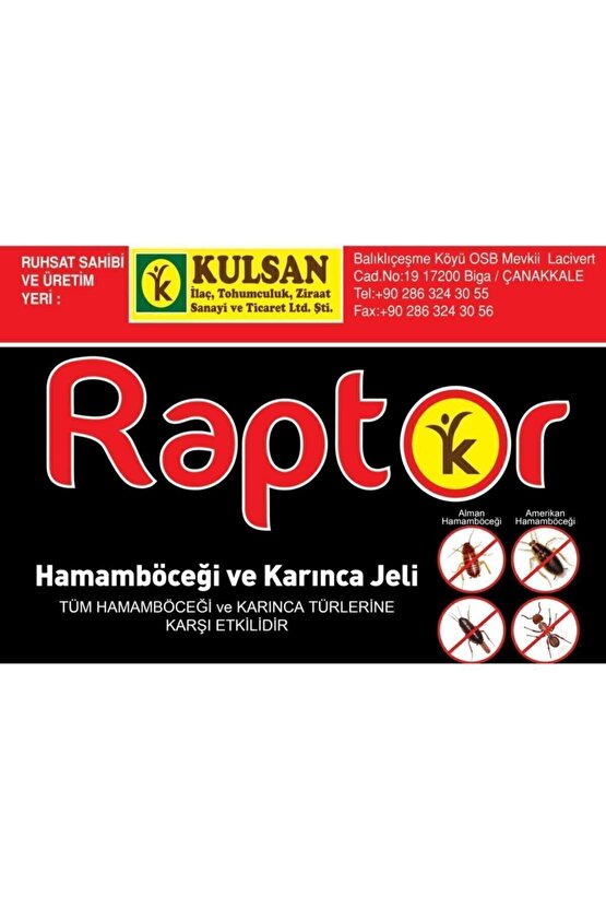 Raptor Jel Hamamböceği Ve Karınca Jeli 35 Gr Böcek Ilacı Yem