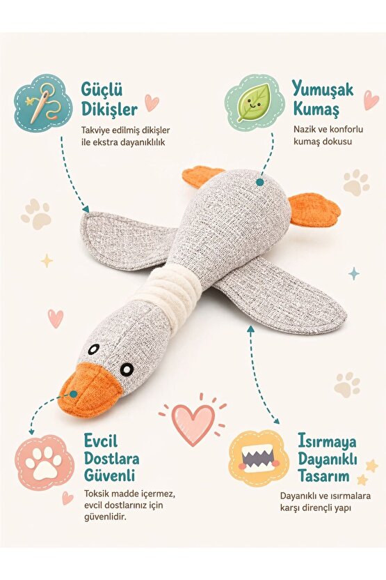 Peluş Köpek Oyuncağı Ördek | Isırmaya Dayanıklı Yumuşak Oyuncak