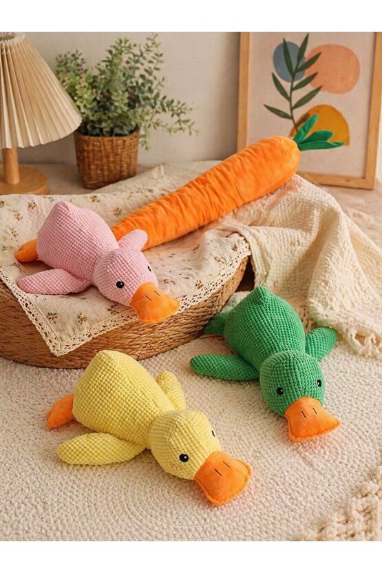 Hışırtılı Peluş Köpek Oyuncağı Ördek Model Yumuşak Sesli Diş Dostu Oyuncak (Dayanıklı & Eğlenceli)
