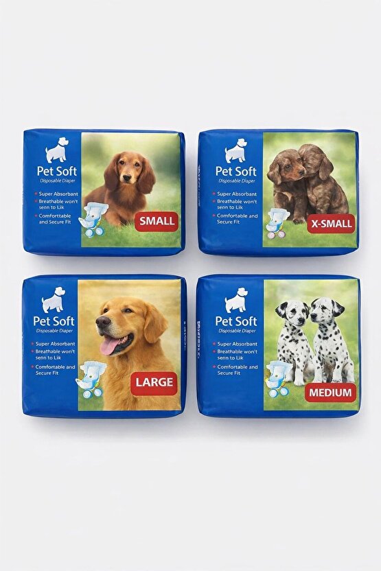 Pet Soft Köpek Bezi 12 Adet Süper Emici, Sızdırmaz, Konforlu L Beden Seçenekli Köpek Tuvalet Pedi