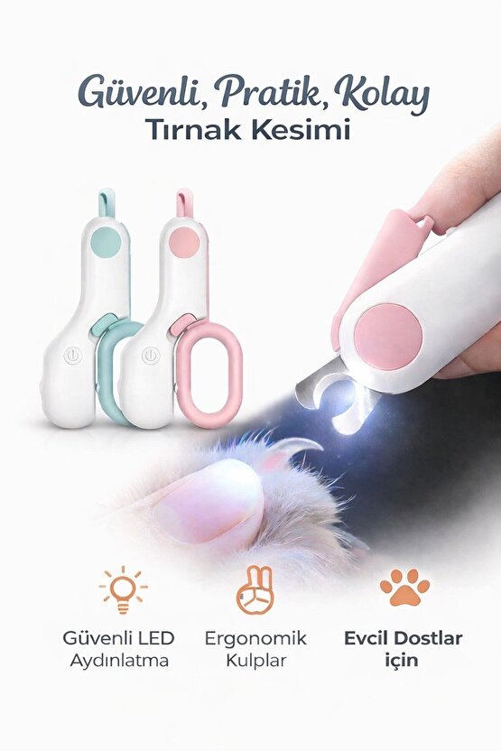LED Işıklı Kedi Köpek Tırnak Makası Güvenli Pratik Kesim Evcil Hayvan Tırnak makası
