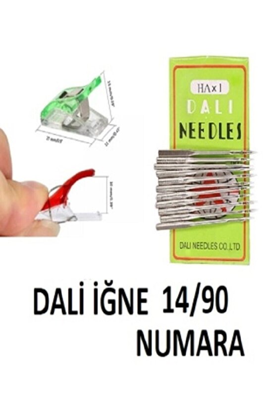 Dikiş Nakış Plastik Klips Tutucu Mandal (RENKLİ 10 ADET)- Dali Ev Tipi Makine Iğnesi 1490 10 Adet