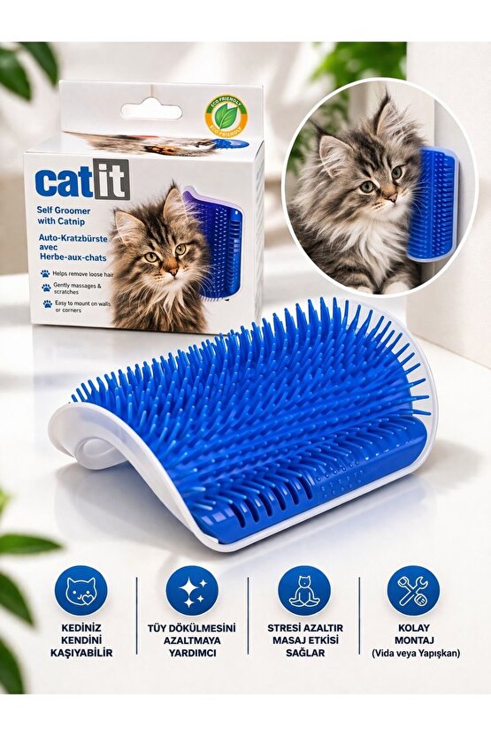 Kedi Kaşıma Tarağı Duvar Köşe Aparatı Catnipli Kedi Masaj Fırçası Tüy Toplayıcı Kaşıma Aparatı