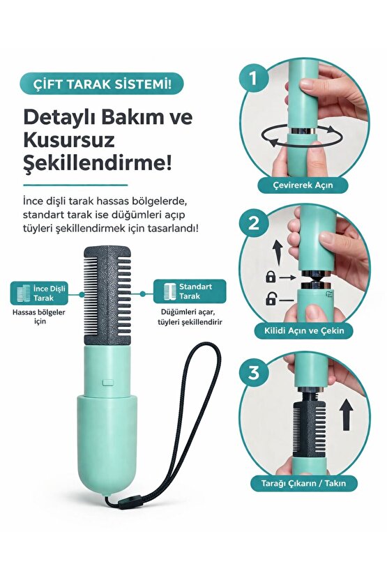 Kedi Köpek Tüy Toplayıcı Tarak | Çift Taraflı Temizleme & Bakım Fırçası | Tüy Alma Aparatı