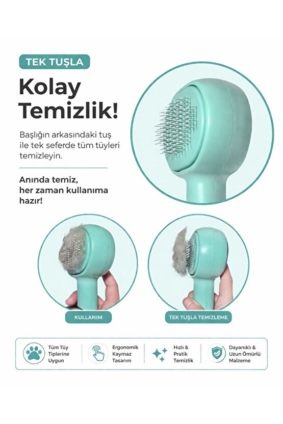 Kedi Köpek Tüy Toplayıcı Tarak | Çift Taraflı Temizleme & Bakım Fırçası | Tüy Alma Aparatı