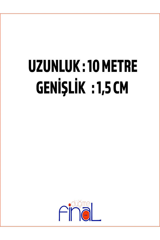 Final Düğme 1,5 cm x 10 Metre Beyaz Geniş Yassı Lastik – Bel, Paça, Don ve Elastik Bant İçin