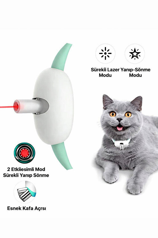 USB BAŞLIKLI ŞARJLI LAZERLİ KEDİ TASMA OYUNCAĞI LAZER OYUNCAK