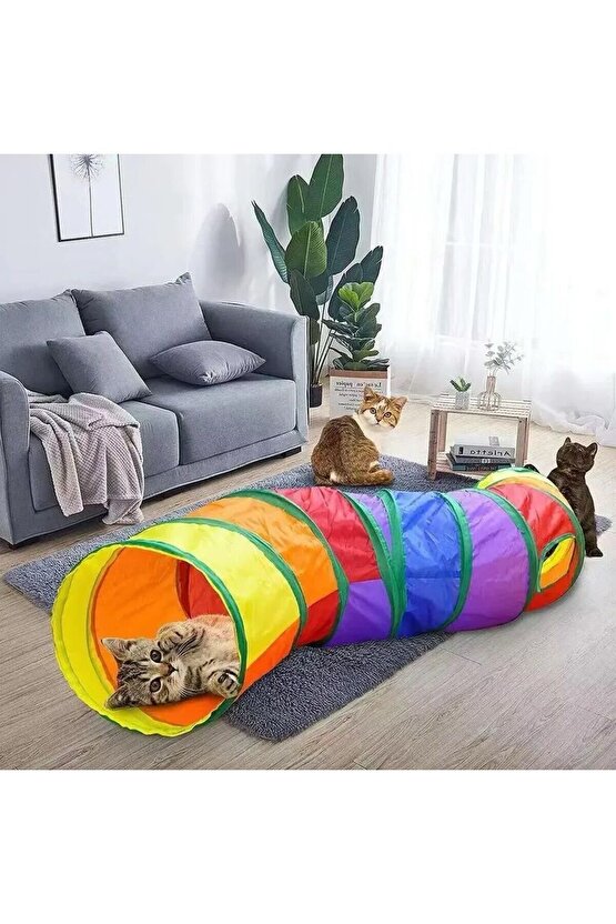 Kedi Tüneli Pratik Katlanır Gökkuşağı Uzun Kedi Köpek Oyun Tüneli Evcil Hayvan Oyun Tüneli Petshop